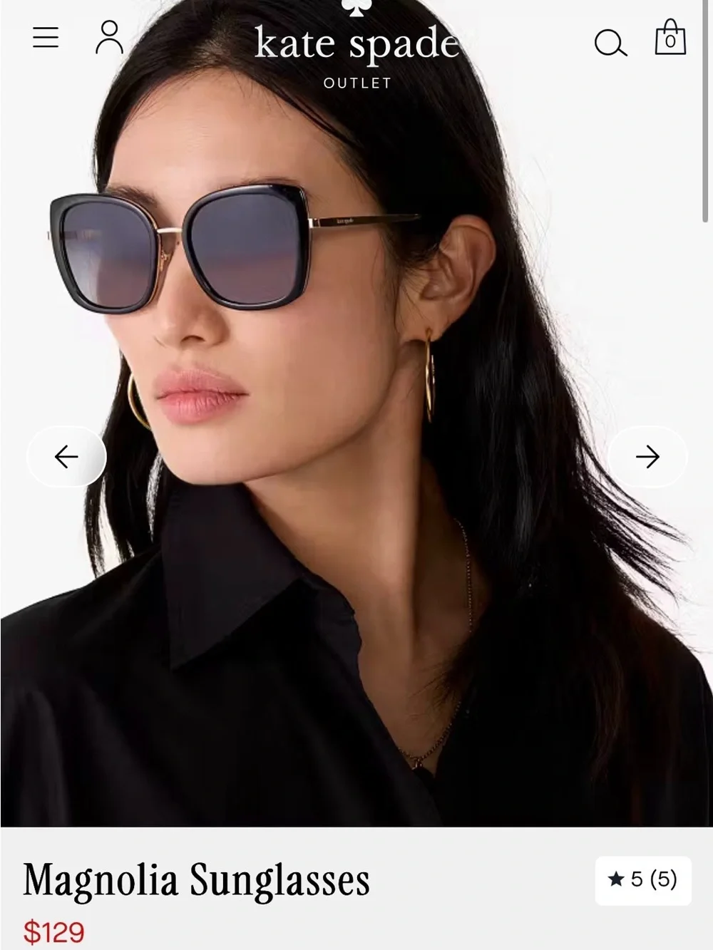 Kate Spade Outlet Magnolia Black Sunglasses with Green Case